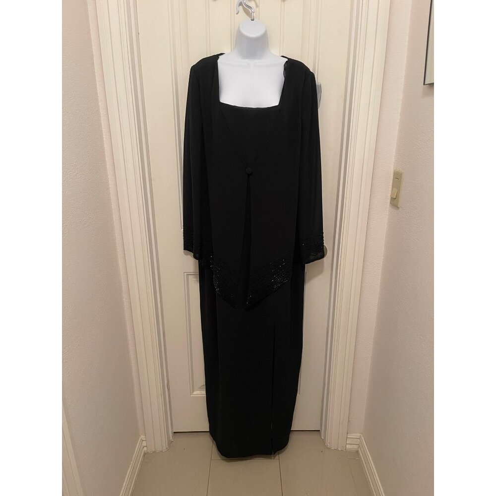 Cameron Blake Black Evening Gown With Beaded Jacket By Mon Cheri Women’s Size 16